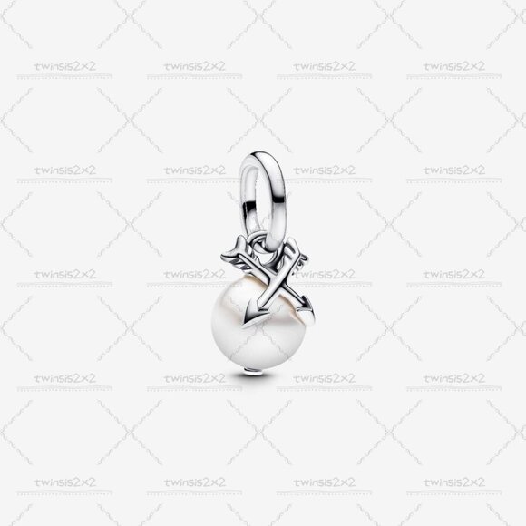 Pandora Pearl & Arrows Mini Dangle Charm|Pendant - Picture 1 of 2